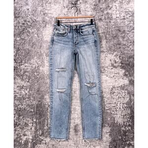 Rag & Bone Jeans 23 Womens Rosa Mid Rise Boyfriend Distress Denim